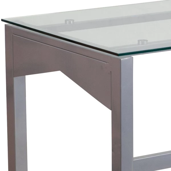 Flash Furniture Contemporary Desk, 21-3/4" D, 47-1/4" W, 29-1/4" H, Clear/Silver, Plastic, Table Top: Glass - Image 4
