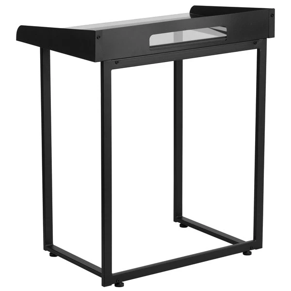 Flash Furniture Contemporary Desk, 18" D, 27.5 W, 32.25 H, Clear/Black, Glass, Metal - Image 5