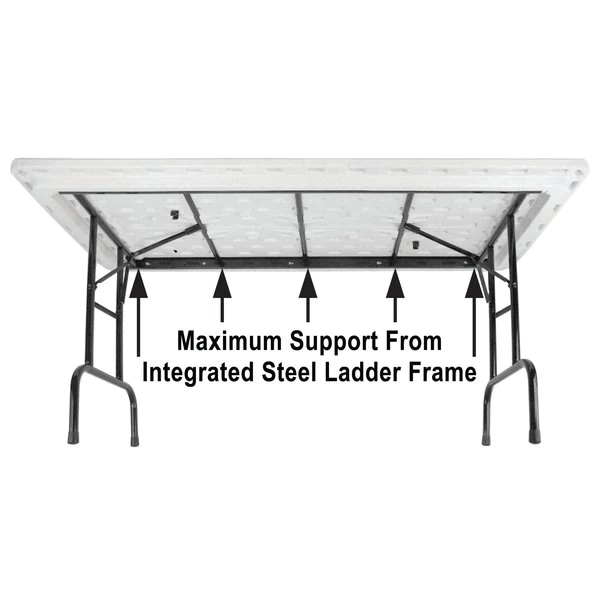 Correll, Inc. Rectangle Heavy Duty Commerical Adjustable Height Plastic Folding Table, 30" W, 60" L, 22" to 32" H - Image 3