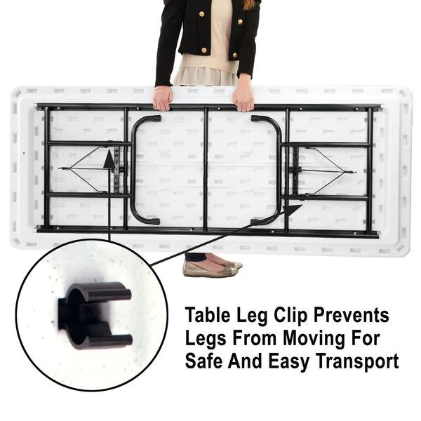 Correll, Inc. Rectangle Heavy Duty Commerical Adjustable Height Plastic Folding Table, 30" W, 60" L, 22" to 32" H - Image 4