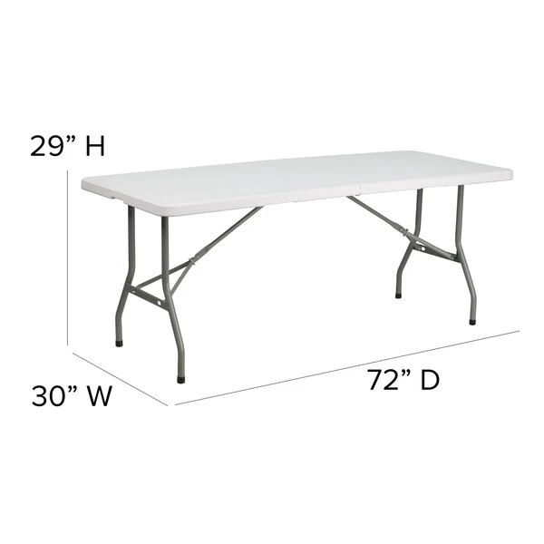 Flash Furniture Rectangle Folding Table, 30" W, 72" L, 29" H, Plastic Top, White - Image 3