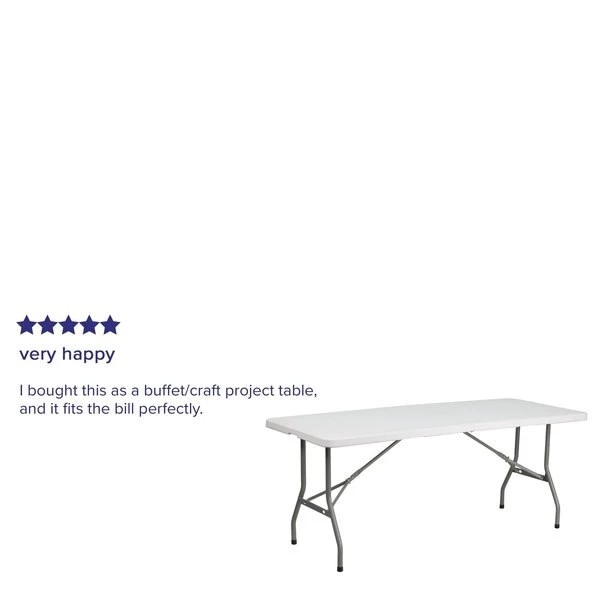Flash Furniture Rectangle Folding Table, 30" W, 72" L, 29" H, Plastic Top, White - Image 5