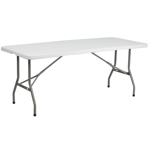 Flash Furniture Rectangle Folding Table, 30" W, 72" L, 29" H, Plastic Top, White - Image 2