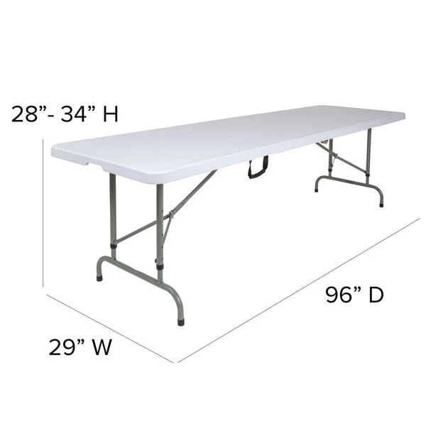 Flash Furniture Rectangle Folding Table, 29" W, 96" L, 34" H, Plastic Top, White - Image 6