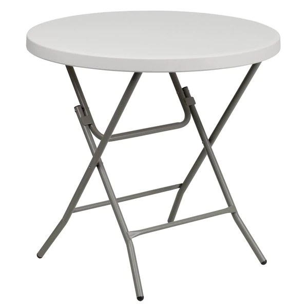 Flash Furniture Round Folding Table, 31.5" W, 31.5" L, 30.25" H, Plastic Top, White - Image 2