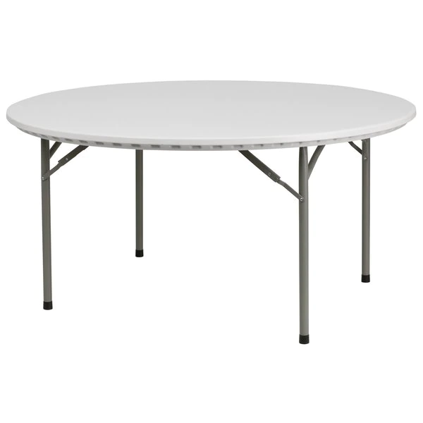 Flash Furniture Round Folding Table, 60" W, 60" L, 29" H, Plastic Top, White - Image 2