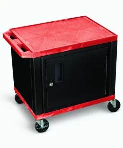 Luxor AV Cart, 2 Shelf, Cabinet and Electric, 26"H