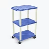 Luxor AV Cart, 3 Shelf, Electric and Putty Legs, 42"H