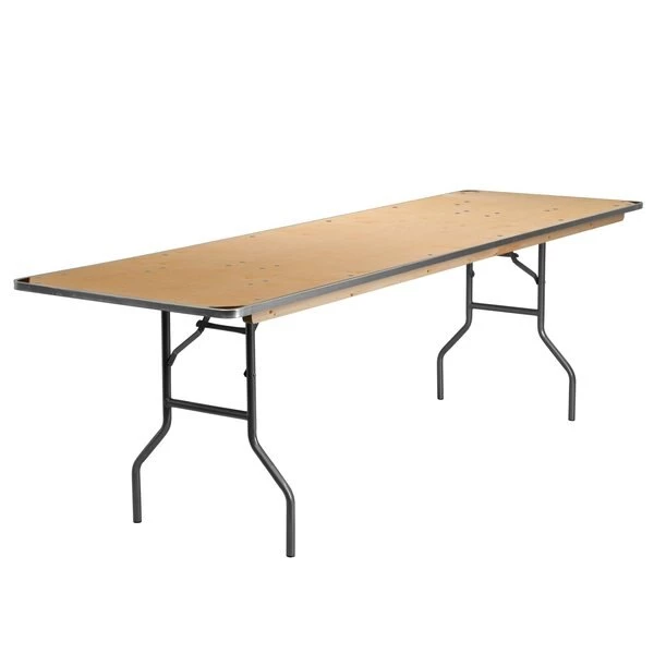 Flash Furniture Rectangle Folding Table, 30" W, 96" L, 30" H, Wood Top, Wood Grain - Image 3