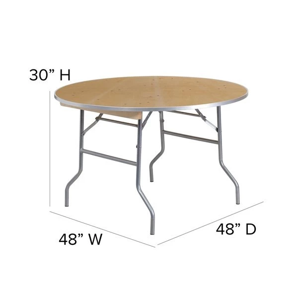 Flash Furniture Round Folding Table, 48" W, 48" L, 30" H, Wood Top, Wood Grain - Image 2