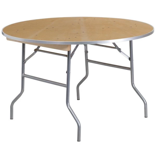Flash Furniture Round Folding Table, 48" W, 48" L, 30" H, Wood Top, Wood Grain - Image 3