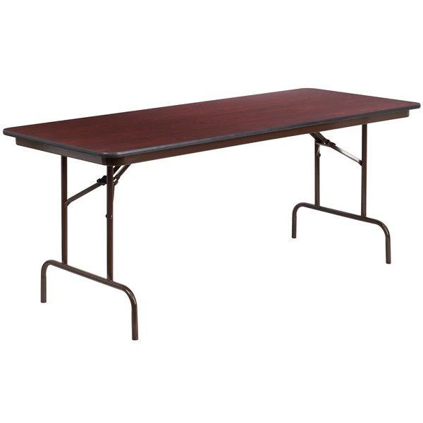 Flash Furniture Rectangle Folding Table, 30" W, 72" L, 30" H, Laminate Top, Wood Grain - Image 6