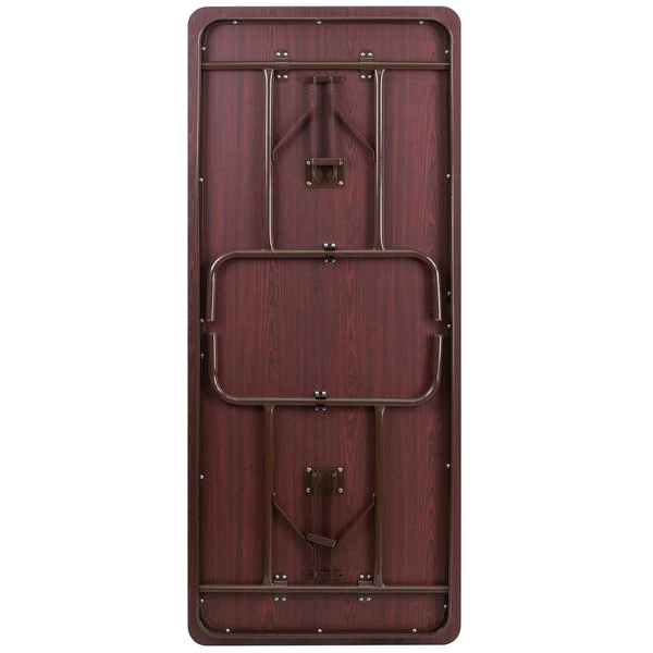 Flash Furniture Rectangle Folding Table, 30" W, 72" L, 30" H, Laminate Top, Wood Grain - Image 8