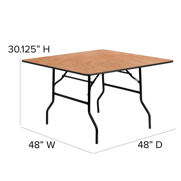 Flash Furniture Square Folding Table, 48" W, 48" L, 30.125" H, Wood Top, Wood Grain - Image 5