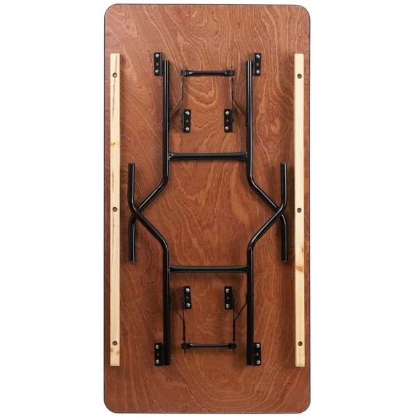 Flash Furniture Rectangle Folding Table, 30" W, 60" L, 30.25" H, Wood Top, Wood Grain - Image 9