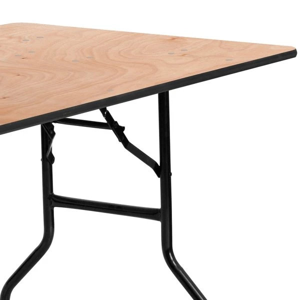 Flash Furniture Rectangle Folding Table, 30" W, 60" L, 30.25" H, Wood Top, Wood Grain - Image 5