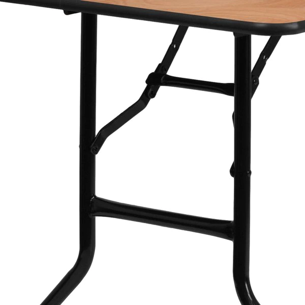Flash Furniture Rectangle Folding Table, 30" W, 60" L, 30.25" H, Wood Top, Wood Grain - Image 10