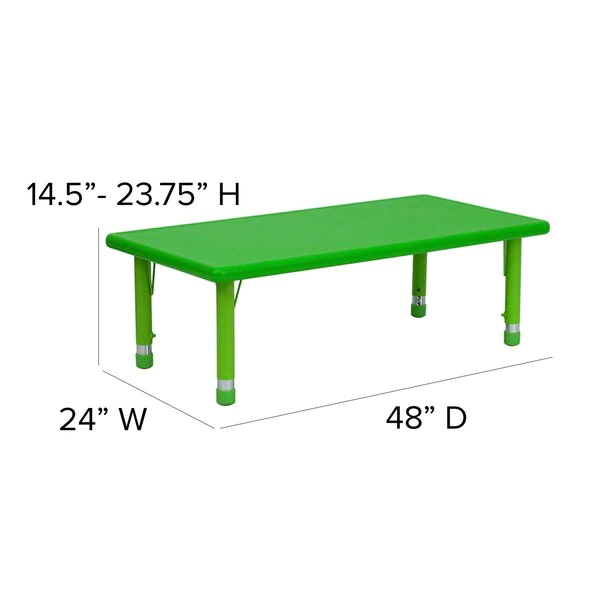 Flash Furniture Rectangle Activity Table, 24" X 48" X 23.75", Plastic Top, Green - Image 7
