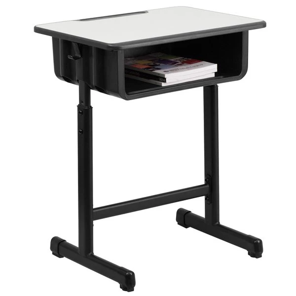 Flash Furniture Student Desk, 17-3/4" D, 23.5" W, 28-1/4" to 31-1/2" H, Grey, Steel, Table Top: Laminate - Image 3