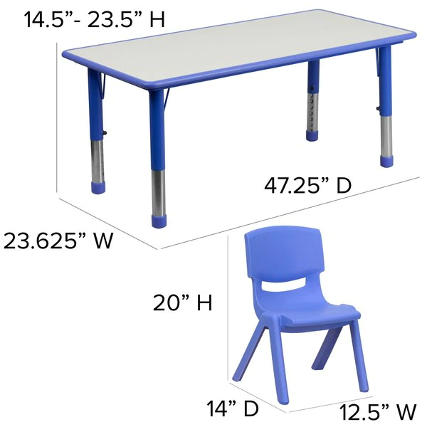 Flash Furniture Rectangle Activity Table, 23.625" X 47.25" X 23.5", Laminate Top, Grey - Image 5