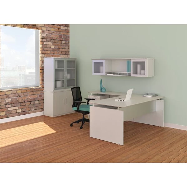 Mayline Credenza, 20" D, 72" W, 29-1/2" H, Sea Salt, MDF (Medium Density Fiberboard) - Platform - Image 2