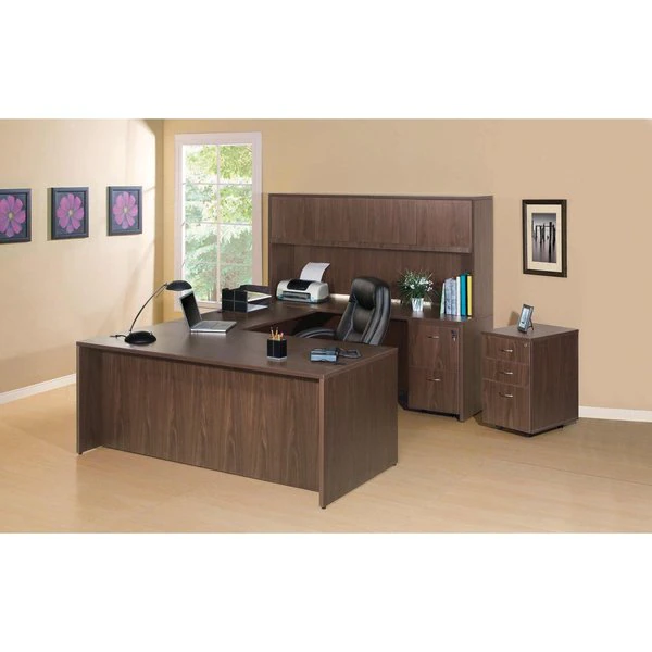 Lorell 15.1" D, 25.6" W, 3.6" H, Walnut, MFC, PVC, Steel - Image 5