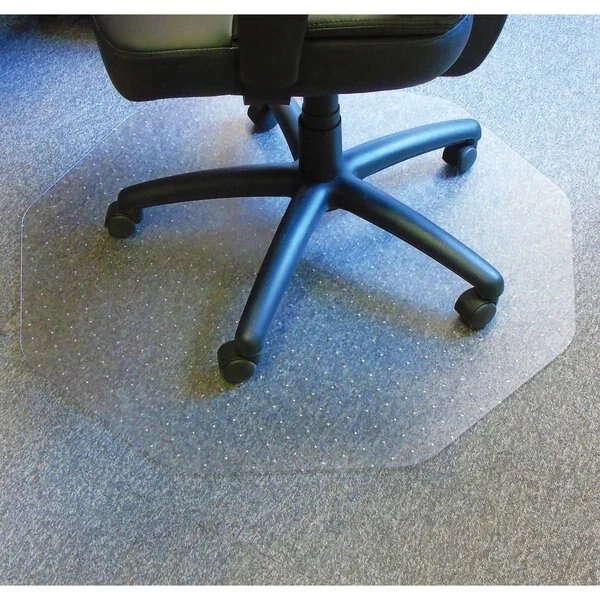 Floortex Chair Mat 38"x39", Nonagon Shape, Clear, for Carpet - Image 3