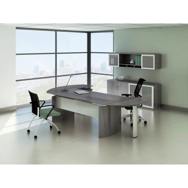 Mayline Curved Desk, 28" D, 47" W, 29-1/2" H, Mocha Laminate, MDF (Medium Density Fiberboard) - Platform - Image 2