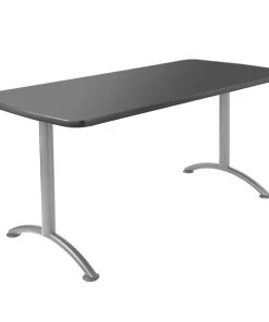 Iceberg Oval ARCâ„¢ Table, Gray Walnut /Silver Leg - 36" x 72" Oval, 36" X 72" X Walnut