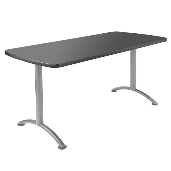 Iceberg Oval ARCâ„¢ Table, Gray Walnut /Silver Leg - 36" x 72" Oval, 36" X 72" X Walnut