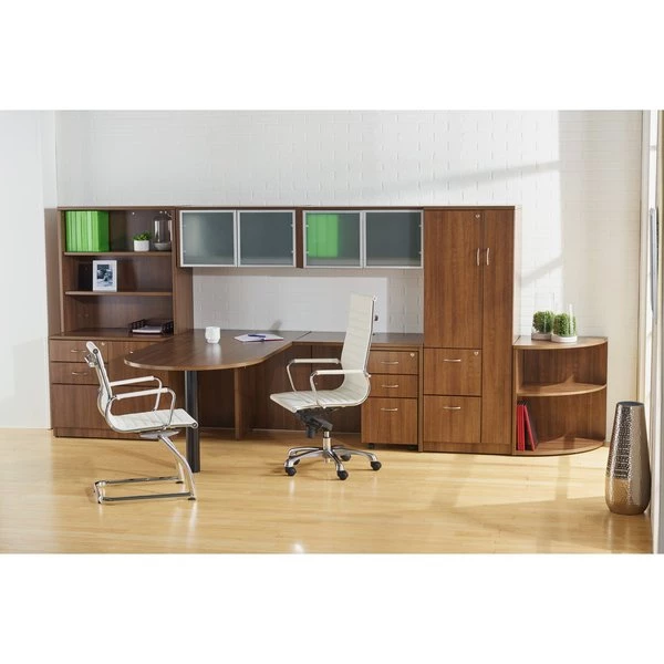 Lorell Desk Return, 24" D, 35" W, 29-1/2" H, Walnut, 3mm PVC (Edge), Metal - Image 2