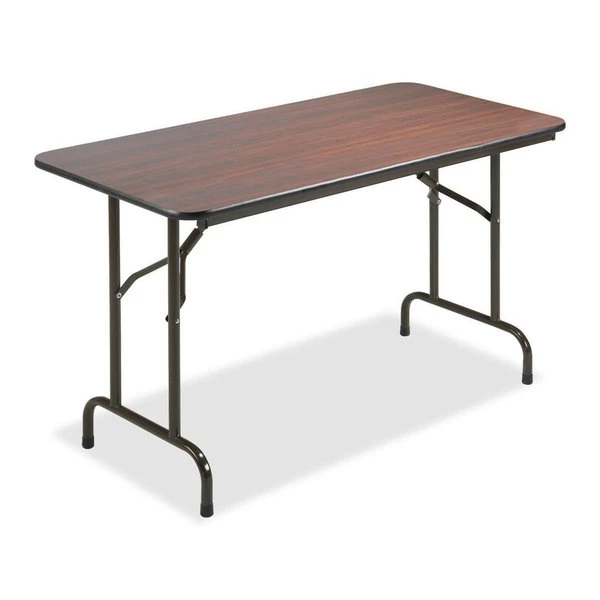 Rectangle Lorell Economy Folding Table, 24 W, 48 L, 20 H, Melamine Top, Mahogany - Image 2