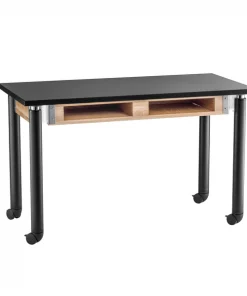 National Public Seating Rectangle Height Adjust Science Lab Table W/Black, 30" X 60" X 27-42", Solid Phenolic Resin Top