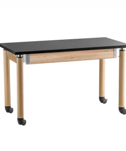 National Public Seating Rectangle Height Adjust Science Lab Table W/Oak Ca, 24" X 72" X 27-42", Solid Phenolic Resin Top