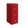 Space Solutions 18" Deep 3 Drawer Vertical File Cabinet with Lock, Red