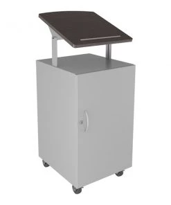 Hirsh Mobile Locking Podium for Classroom or Office, Arctic Silver/Charcoal