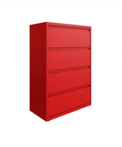 Hirsh 36"W 4 Drawer Lateral File Cabinet, Lava Red