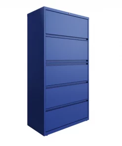 Hirsh 36"W 5 Drawer Lateral File Cabinet, Classic Blue