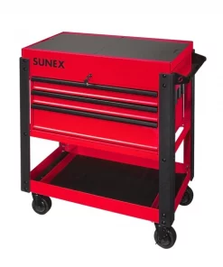 Sunex Â® Tools 3-Drawer Utility Cart w/ Sliding Top, Red