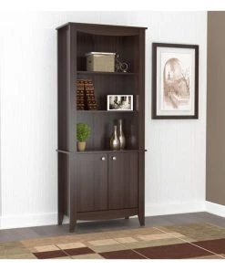 Inval Wall Unit / Bookcase 70.87 in. H 5-shelf with 2 Doors in Espresso