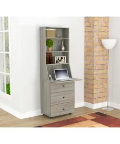 Inval Computer Credenza WorkCentre 71.1 in. H 3-Drawer in Smoke Oak