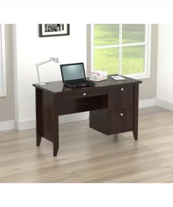 Inval Writing Desk 47.2 in. W Espresso Rectangular 2 -Drawer with Keyboard Tray