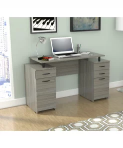 Inval Computer Desk 50.79 in. W Smoke Oak Rectangular 4 -Drawer with File Storage