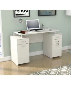 Inval Computer Desk 50.79 in. W Washed Oak Rectangular 4 -Drawer with File Storage