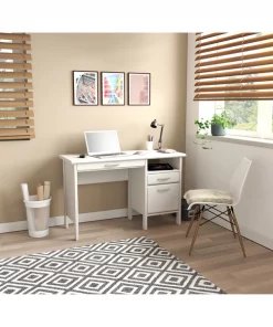 Inval Computer Desk 47 in. W Rectangular Washed Oak 2 Drawer with Keyboard Tray