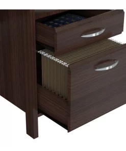 Inval Computer Desk 47 in. W Rectangular Espresso 2 Drawer with Keyboard Tray