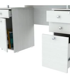 Inval Computer Desk 50.79 in. W Washed Oak Rectangular 4 -Drawer with File Storage