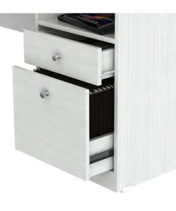 Inval Curved Top Desk 55 in. W Washed Oak Rectangular 2 -Drawer with File Storage