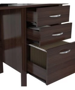 Inval Writing Desk 47 in. W Espresso Rectangular 3 -Drawer with Storage