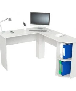 Inval Writing Desk 47.2 in.W L-Shaped Washed Oak Writing Desks with Storage